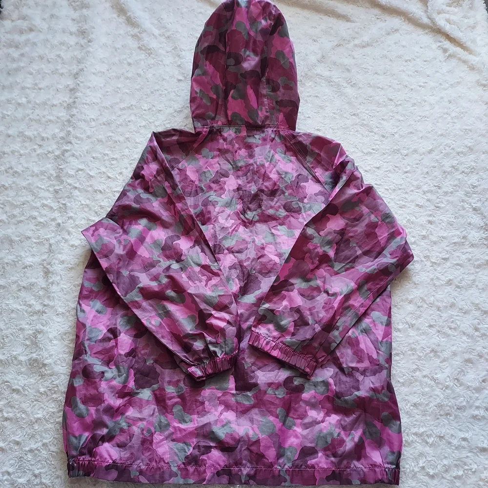 The Children's Place Pink and Gray Camo Hooded Jacket Med 7/8 Wind Breaker